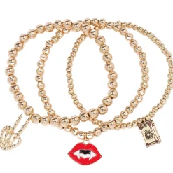Skeleton, Vampire & Book Bead Charm Bracelets, 3ct