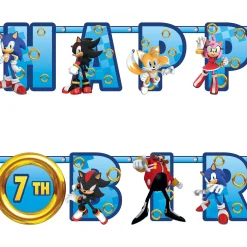 Sonic the Hedgehog Cardstock Birthday Banner Kit, 10.5ft