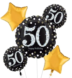 Sparkling Celebration 50th Birthday Foil Balloon Bouquet, 5pc