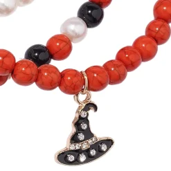Spider, Pumpkin & Witch Hat Bead Charm Bracelets, 3ct