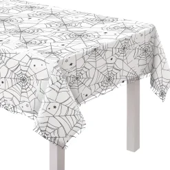 Spiderweb Night Clear Plastic Table Cover, 54in x 108in
