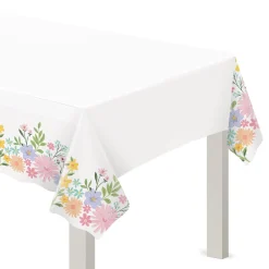 Springtime Blooms Plastic Table Cover, 54in x 102in