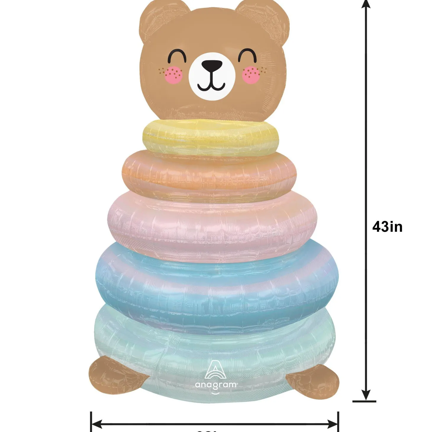 Stackerz™ Bear Stacking Rings Foil Balloon, 43in