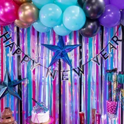 Starlight New Year’s Eve Fringe Curtain Backdrop Kit, 4ft x 6ft, 2pc