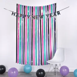Starlight New Year’s Eve Fringe Curtain Backdrop Kit, 4ft x 6ft, 2pc