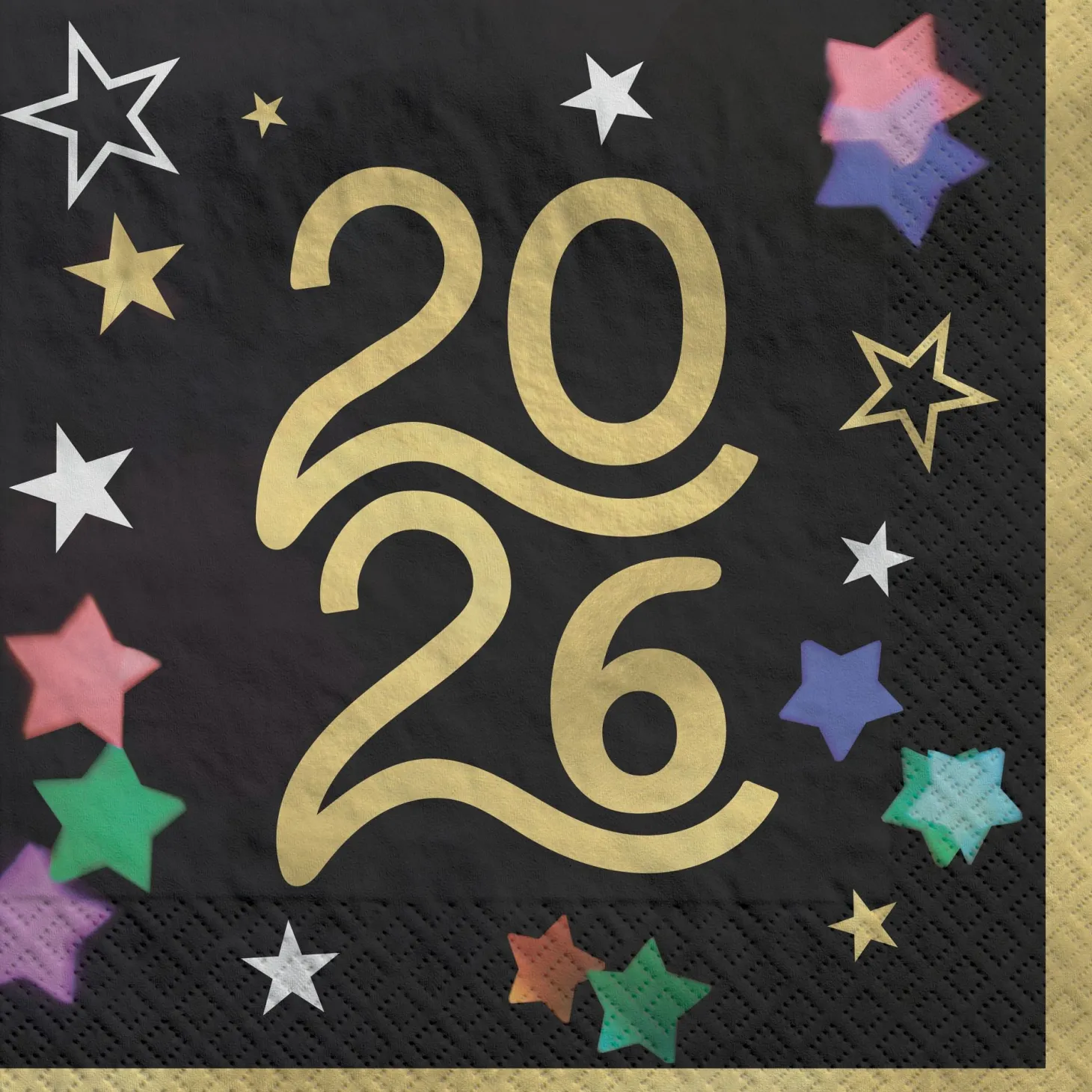 Starlight 2026 NYE Napkins, 16ct (Beverage or Lunch), Sizes Lunch and Beverage