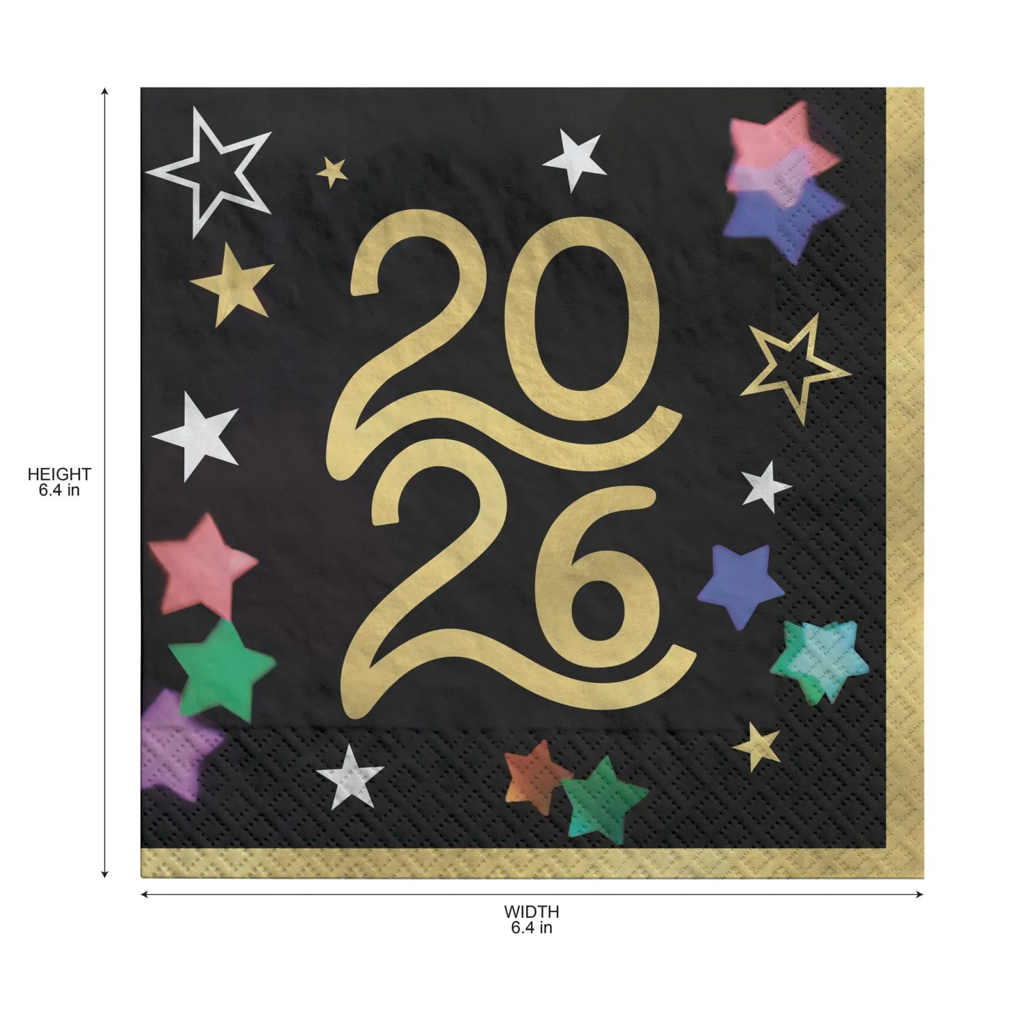 Starlight 2026 NYE Napkins, 16ct (Beverage or Lunch), Sizes Lunch and Beverage