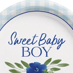 Sweet Baby Boy Baby in Bloom Baby Shower Paper Dessert Plates, 7in, 8ct