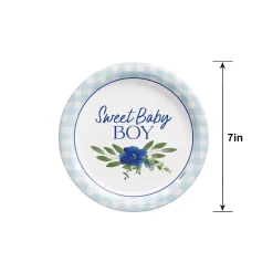 Sweet Baby Boy Baby in Bloom Baby Shower Paper Dessert Plates, 7in, 8ct