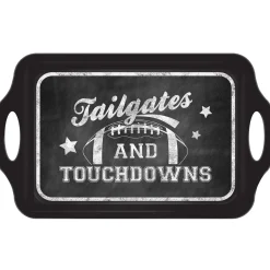 Tailgates & Touchdowns Football Melamine Platter Tray with Handles – 11.5in x 19in BPA-Free