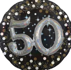 50th Birthday Balloon - 3D Sparkling Celebration, 36in