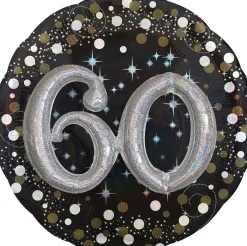 60th Birthday Balloon - 3D Sparkling Celebration, 36in