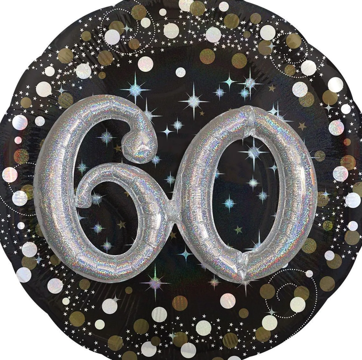 60th Birthday Balloon - 3D Sparkling Celebration, 36in