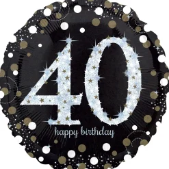 40th Birthday Balloon 18in -Sparkling Celebration, 18in
