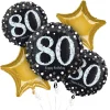 80th Birthday Foil Balloon Bouquet, 5pc - Sparkling Celebration