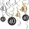 40th Birthday Swirl Decorations 12ct - Sparkling Celebration