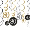 80th Birthday Swirl Decorations 12ct - Sparkling Celebration