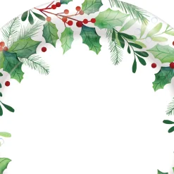 Traditional Holly Christmas Paper Dessert Plates, 6.75in, 50ct