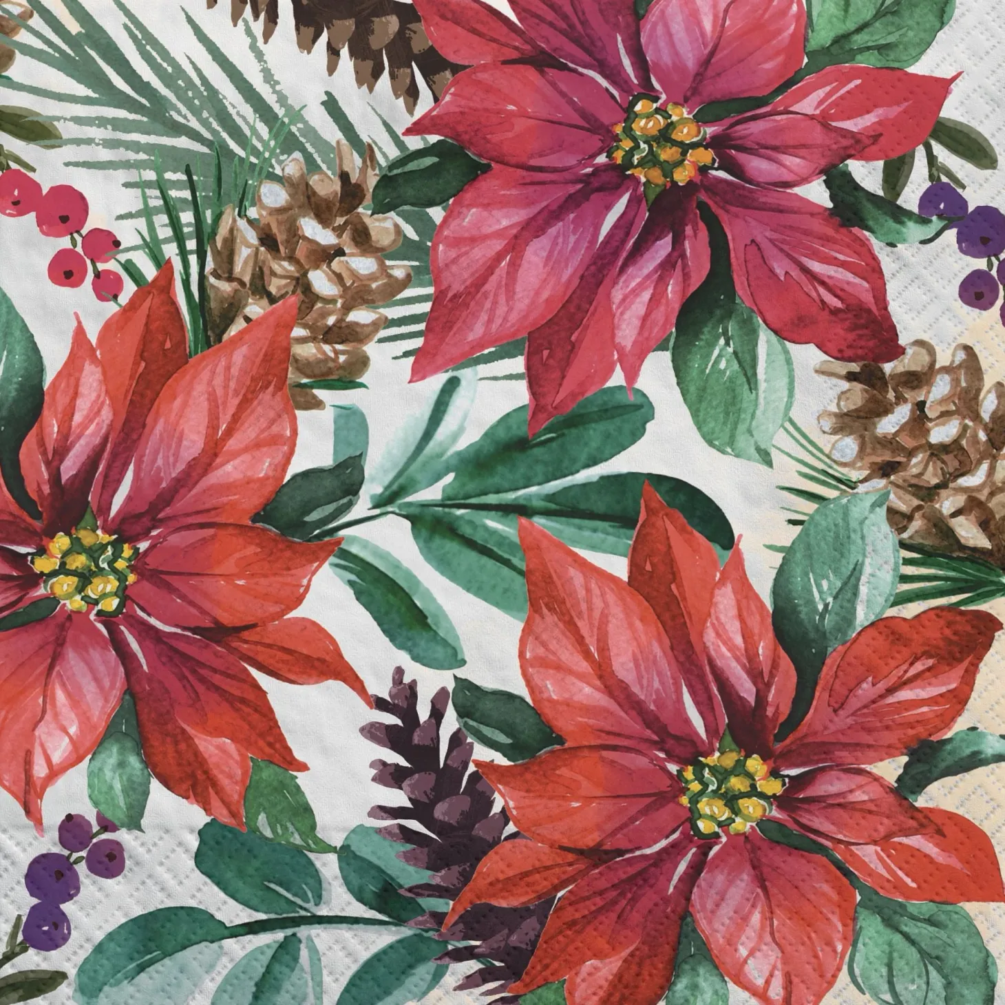 Traditional Poinsettia Napkins, 16ct (Lunch, Beverage or Guest Towel), Assorted Options