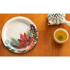 Traditional Poinsettia Plates, 8ct (Dinner or Dessert), Sizes Dinner and Dessert