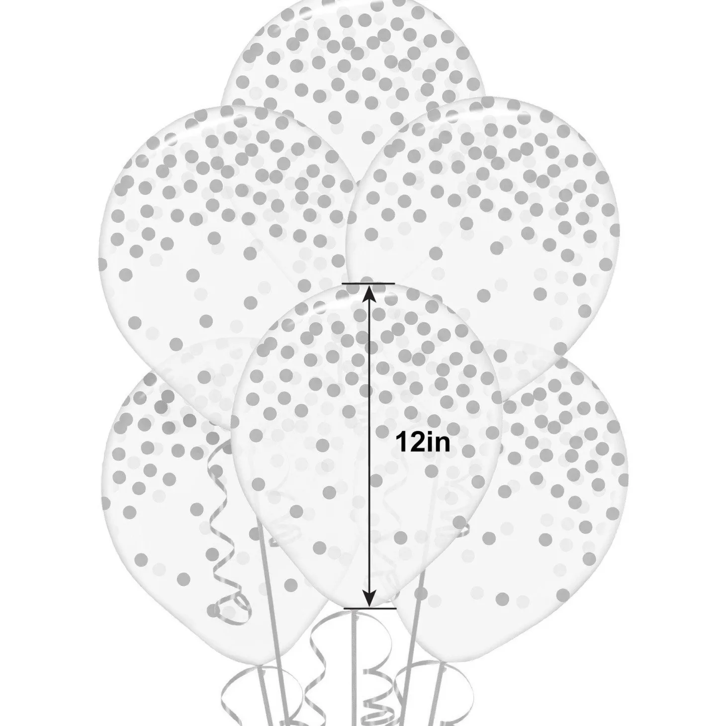 Transparent & Dot Balloons - 12in, 6ct, Assorted Colors