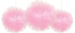 Tulle Tissue Pom Poms, 3ct, Assorted Colors