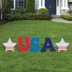 USA & Stars Icons Corrugated Plastic Yard Sign Set, 16.9in x 19in