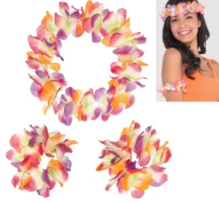 Warm Serendipity Head & Wrist Flower Lei Set 3pc