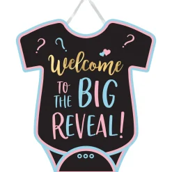 Welcome to the Big Reveal Bodysuit Cardboard Sign, 14.1in x 12.5in