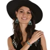Western Faux Turquoise Metal Jewelry Set, 3pc