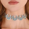 Western Faux Turquoise Metal Choker Necklace
