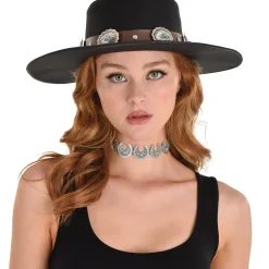 Western Faux Turquoise Metal Choker Necklace