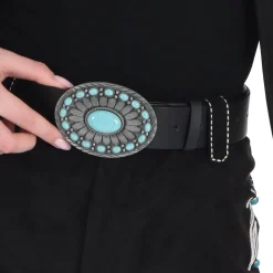 Western Turquoise Faux Leather & Metal Belt