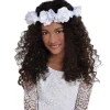 White Flower Girl Head Wreath, 6in