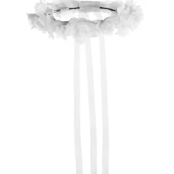 White Flower Girl Head Wreath, 6in