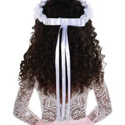 White Flower Girl Head Wreath, 6in