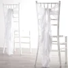 White Gauze Wedding Ruffle Chair Sashes, 19ft, 2ct