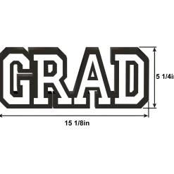 White Grad MDF Standing Sign, 13.12in x 5.25in