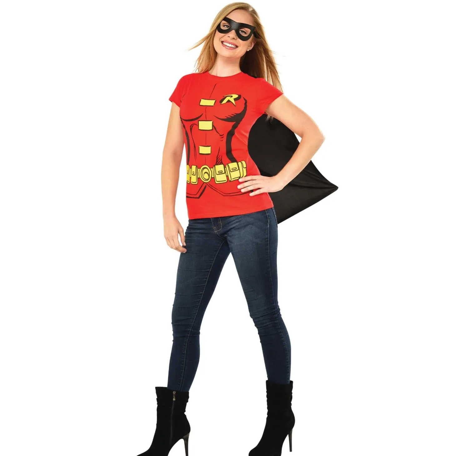 Women's DC Comics Teen Titans Robin T-Shirt, Cape and Mask Set