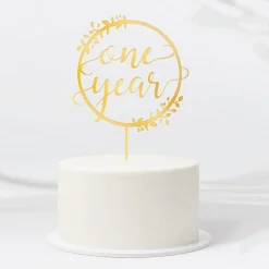1-Year Anniversary Gold Cake Topper
